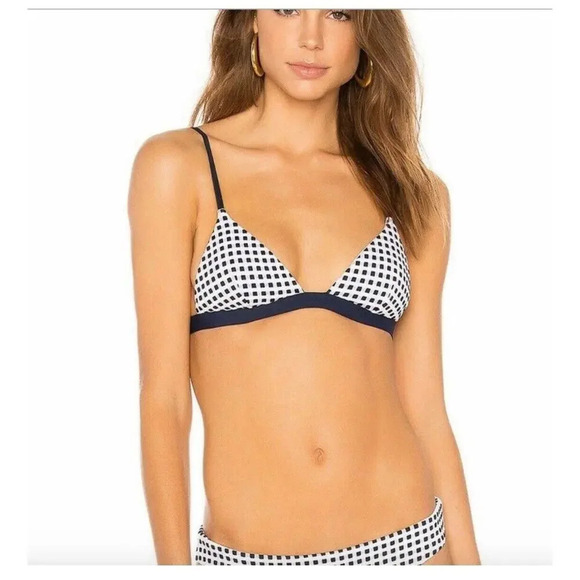 Onia Danni Triangle Bikini Top And Button in Blue Shadow Size XS - Picture 1 of 11